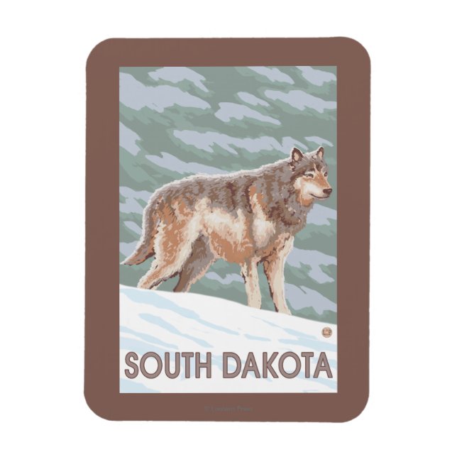 Grey Wolf StandingSouth Dakota Magnet (Vertical)