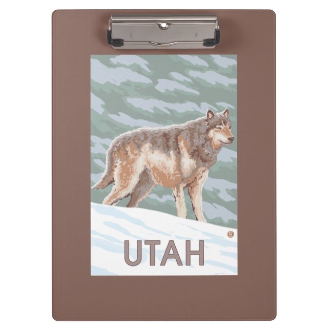 Grey Wolf StandingUtah Clipboard (Front)