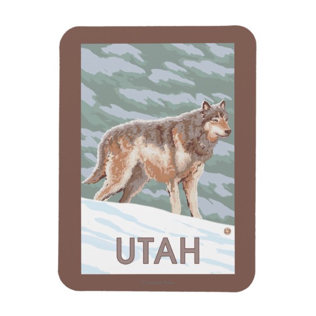 Grey Wolf StandingUtah Magnet (Vertical)