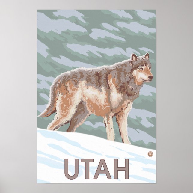 Grey Wolf StandingUtah Poster (Front)