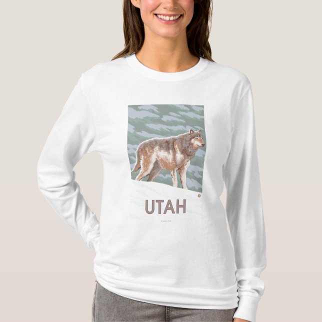 Grey Wolf StandingUtah T-Shirt (Front)