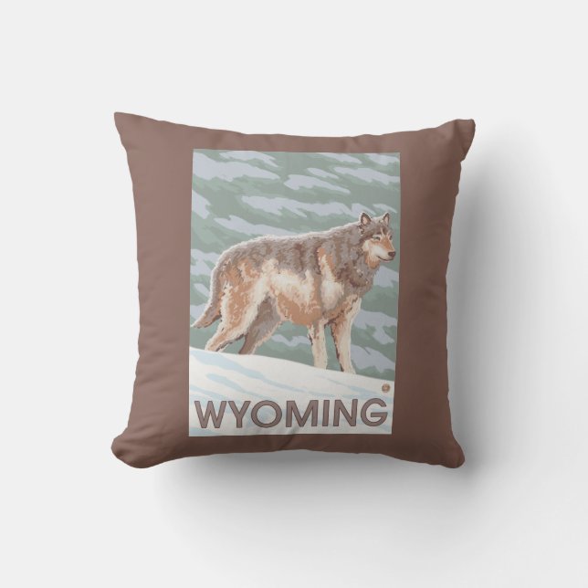 Grey Wolf StandingWyoming Cushion (Front)