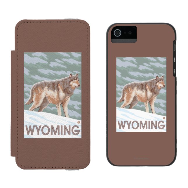 Grey Wolf StandingWyoming Incipio iPhone Wallet Case (Side by Side)