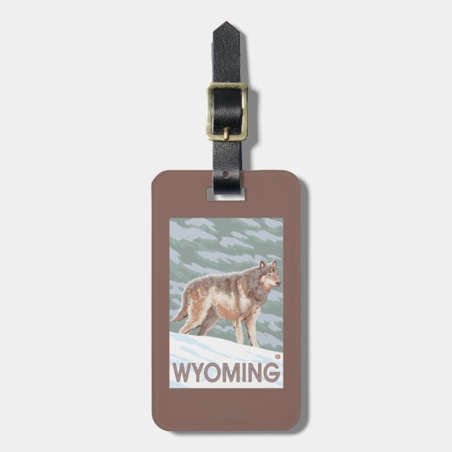 Grey Wolf StandingWyoming Luggage Tag (Front Vertical)