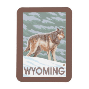 Grey Wolf StandingWyoming Magnet