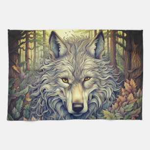 Grey Wolf  Tea Towel