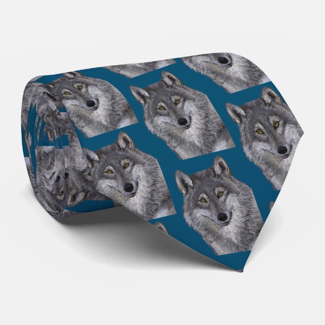 Grey Wolf Tie (Rolled)