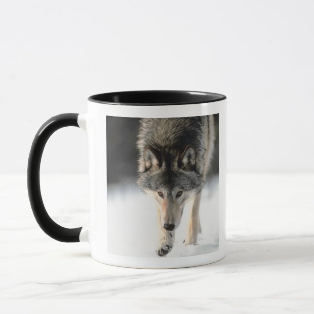 Grey wolf walking mug (Left)
