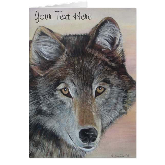 grey wolf wildlife painting realist portrait art (Front)
