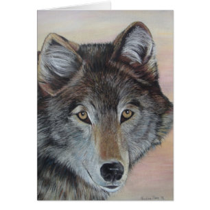 grey wolf wildlife painting realist portrait art