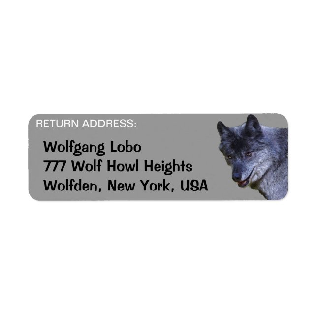 GREY WOLF Wildlife Return Address Labels (Front)