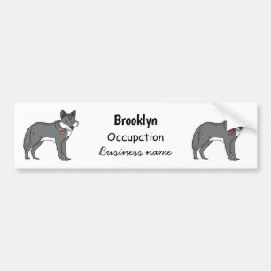 Grey wolf with pipe cartoon illustration bumper sticker