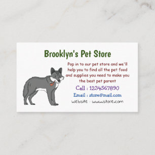 Grey wolf with pipe cartoon illustration business card