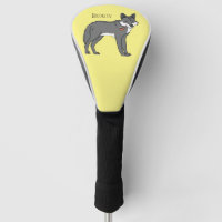 Grey wolf with pipe cartoon illustration