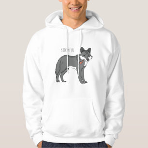 Grey wolf with pipe cartoon illustration hoodie