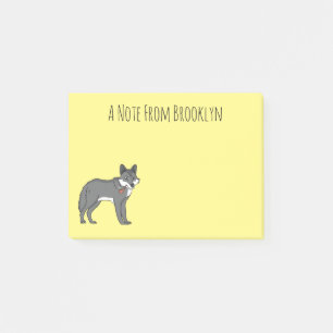 Grey wolf with pipe cartoon illustration post-it notes