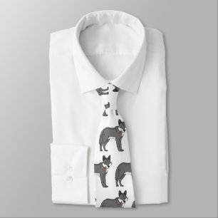 Grey wolf with pipe cartoon illustration tie