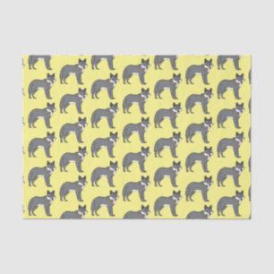 Grey wolf with pipe cartoon illustration tissue paper