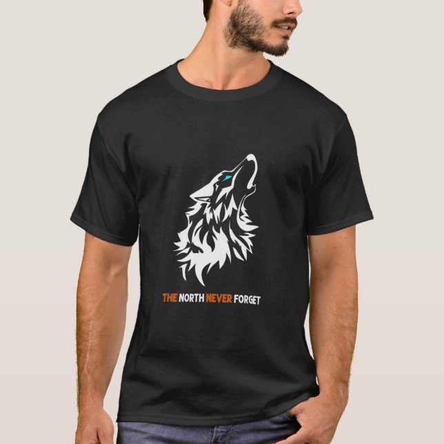 Grey Wolf Wolves Howling North Full Moon T-Shirt (Front)