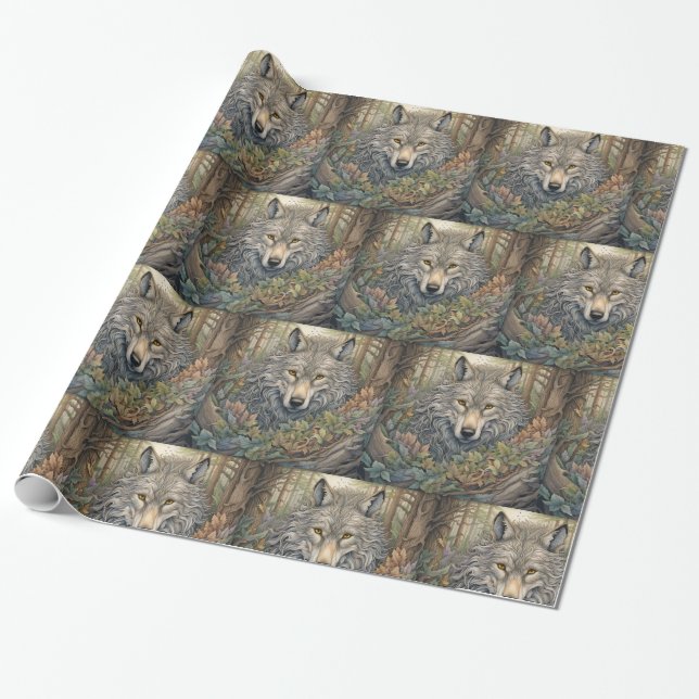 Grey Wolf  Wrapping Paper (Unrolled)