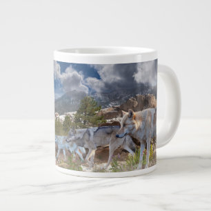Grey Wolves Family Journey Large Coffee Mug