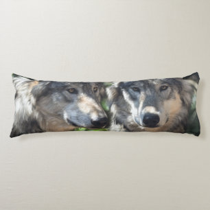 Grey Wolves in the Wild Body Cushion