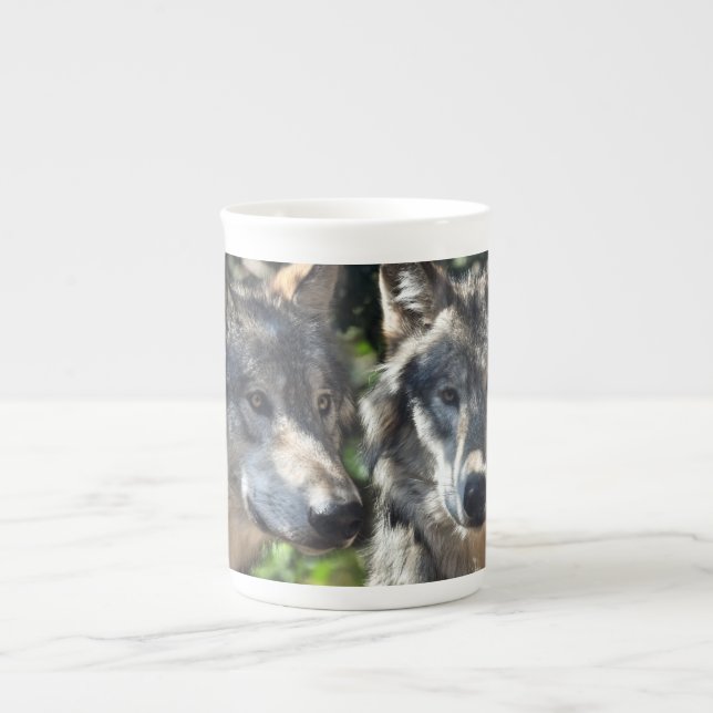 Grey Wolves in the Wild Bone China Mug (Front)