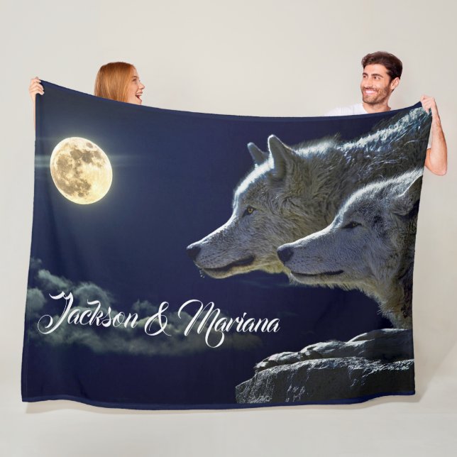 Grey Wolves Under a Full Moon Fleece Blanket (In Situ)