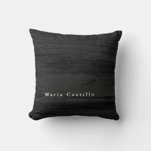Grey Wood Background Minimalist Modern Name Cushion