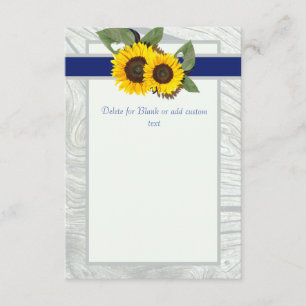 Grey wood  Blue Sunflower Rustic Wedding Blank Invitation
