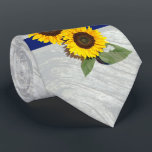 Grey wood Cobalt Blue Sunflower Rustic Wedding Tie<br><div class="desc">Rustic Wedding Grey wood Cobalt Golden Sunflower</div>