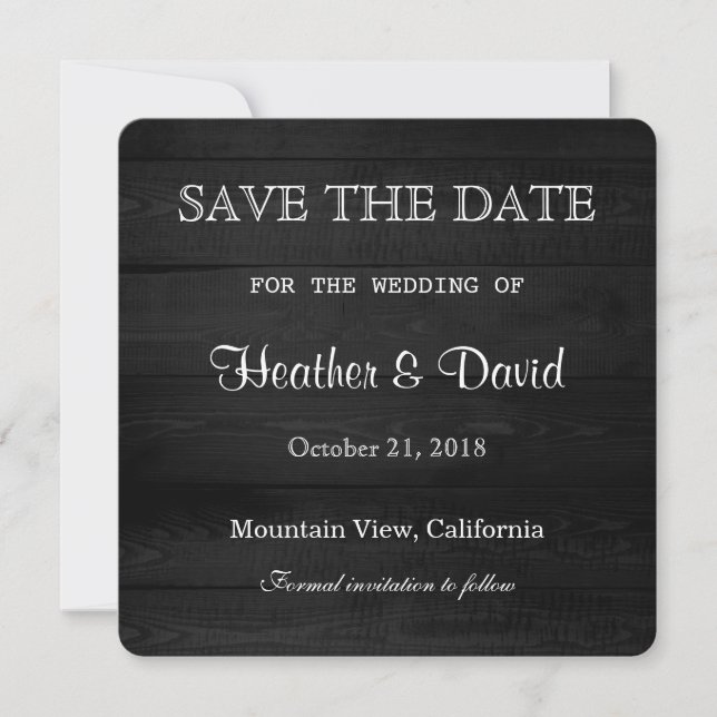 Grey Wood Design Save the Date Wedding (Front)