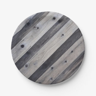 Grey Wood Fence Paper Plate