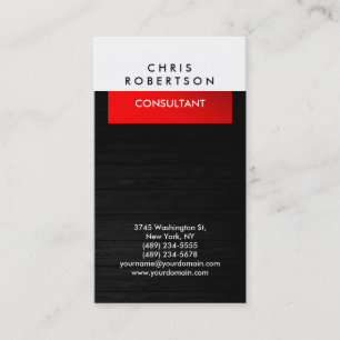 Grey Wood Pattern White Red Business Card