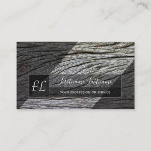 Grey wooden plank surface gray triangle monogram business card