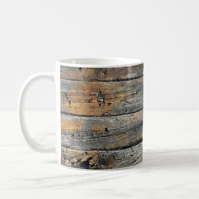 Grey wooden surface coffee mug (Left)