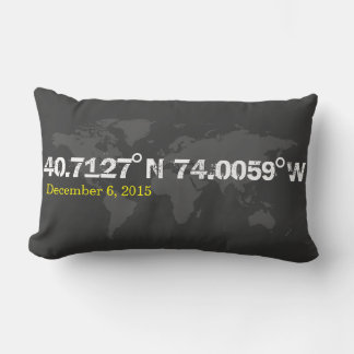 grey World coordinates date wedding special date Lumbar Cushion