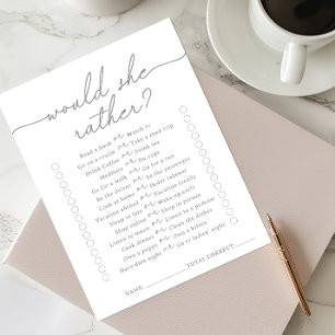 Grey Would She Rather Bridal Shower Game
