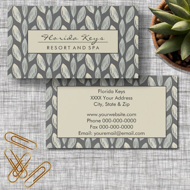 Grey Woven Leaf Design Business Card (Creator Uploaded)