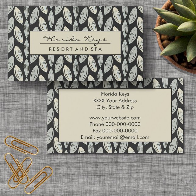 Grey Woven Leaf on Dark Grey Design Business Card (Creator Uploaded)