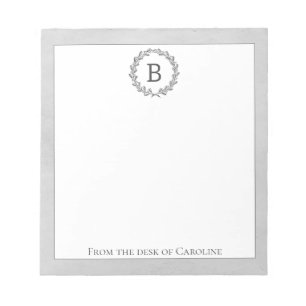Grey Wreath Monogram Notepad