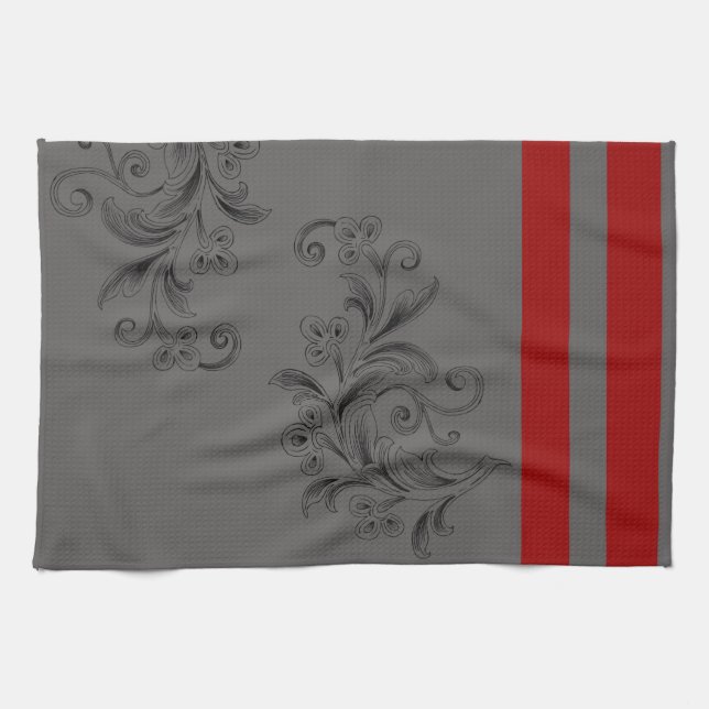 Grey x Red Tea Towel (Horizontal)