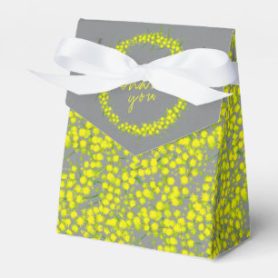 Grey yellow acacia wattle art thank you gift favour box