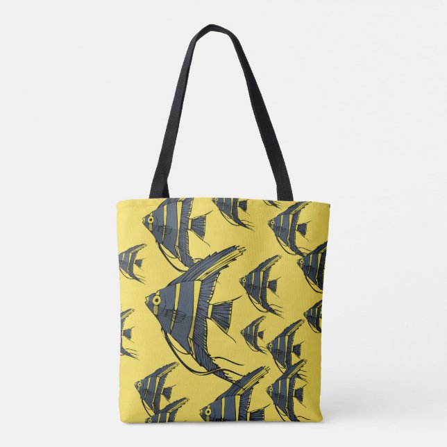 Grey & Yellow Angelfish Tote Bag (Back)