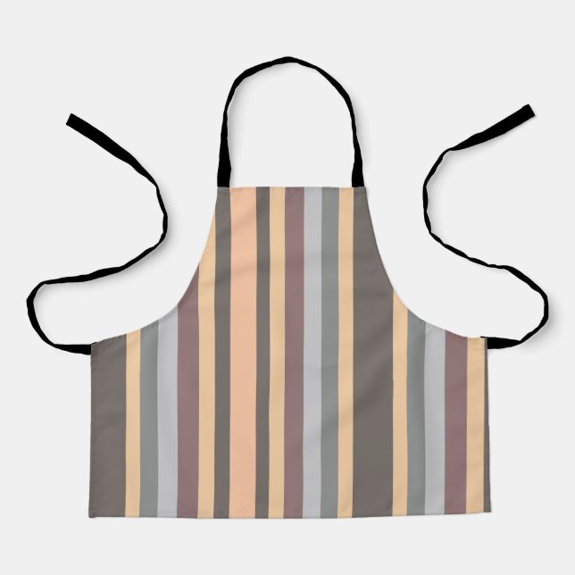 Grey Yellow Blue Purple Stripes Apron (Front)