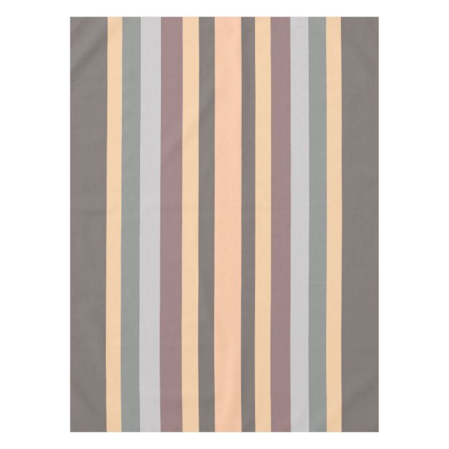 Grey Yellow Blue Purple Stripes Tablecloth (Front)