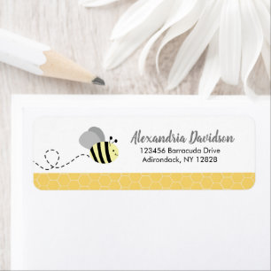 Grey Yellow Bumble Bee Custom Address Labels