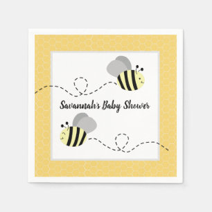 Grey Yellow Bumble Bee Customised Napkin