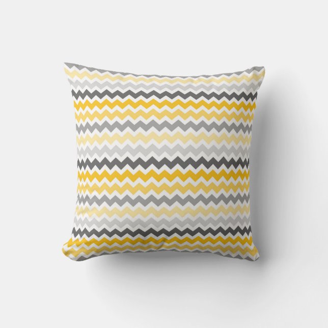 Grey Yellow Chevron Decorative Pillow (Front)