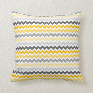 Grey Yellow Chevron Decorative Pillow
